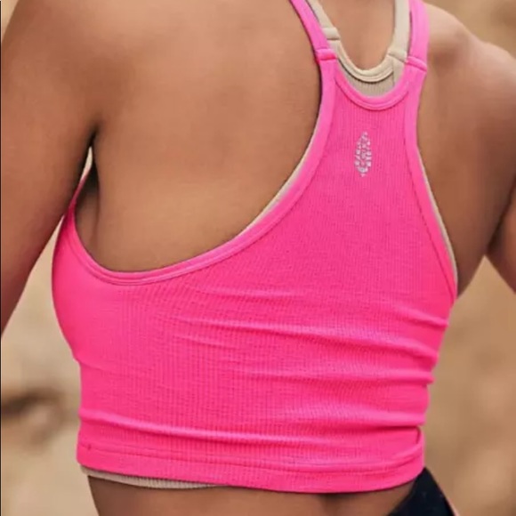 NEW! Free People Happiness Runs Seamless Crop Top - M/L - Hot Pink - Picture 3 of 9